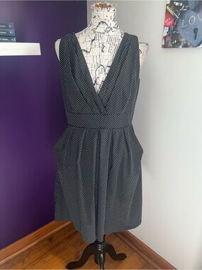 Corey P. Black Polka Dot Sleeveless Dress with Pockets
